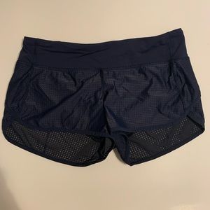 Navy Lululemon mesh running shorts size 4